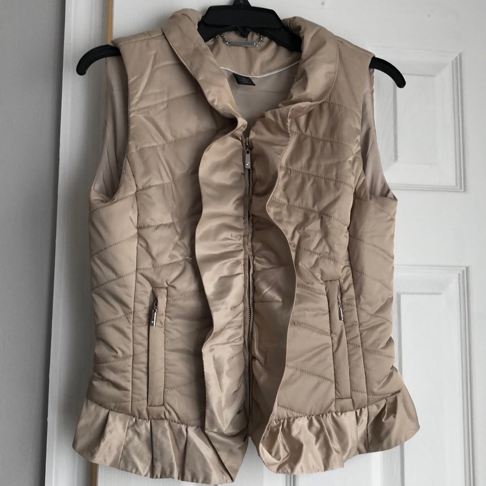 White House Black Market Ruffled Puffer Vest